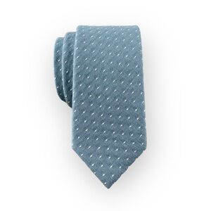Men’s Dusty Blue Necktie w/ Embroidered Dots, Slim 2.75” Width Wedding Party Tie